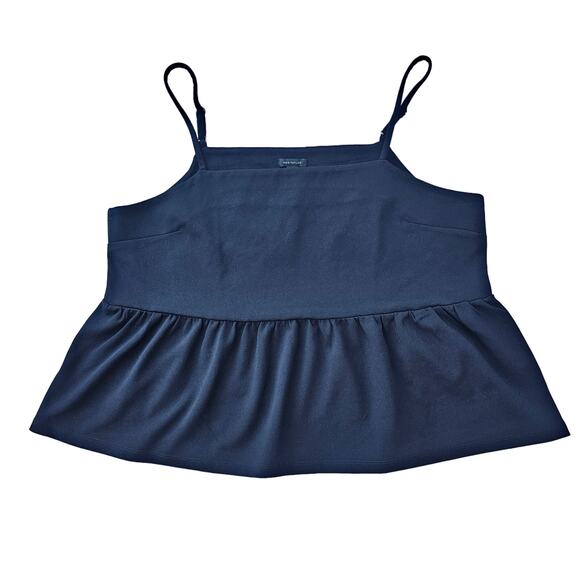 Peplum Tank Top Ann Taylor Size L Black Stretch Square Neck Sleeveless Shirt NWT - Picture 8 of 8